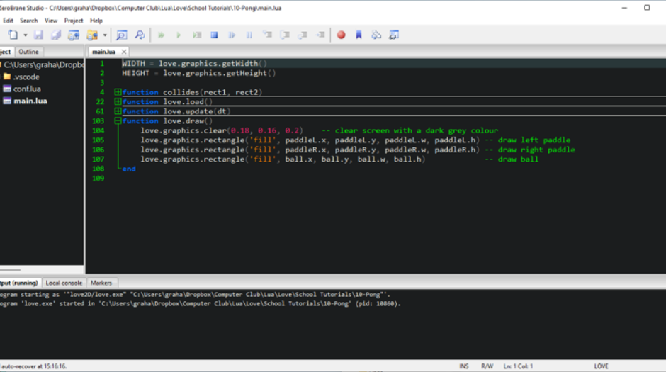Lua and Love2D tutorial