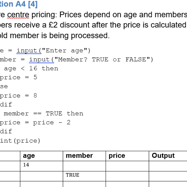 OCR J277 Trace Table Practice Booklet